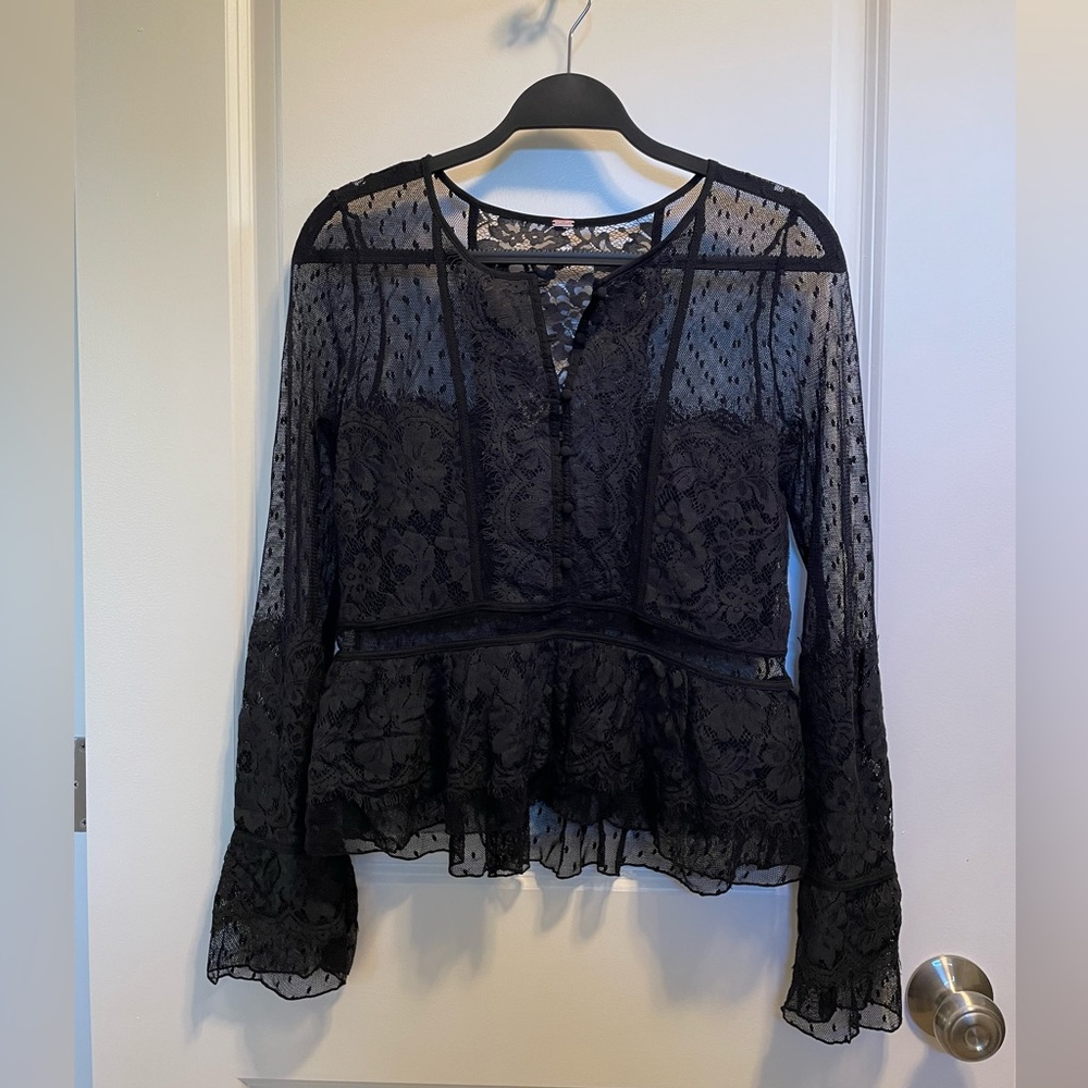 Free People Mesh Lace Top | Small